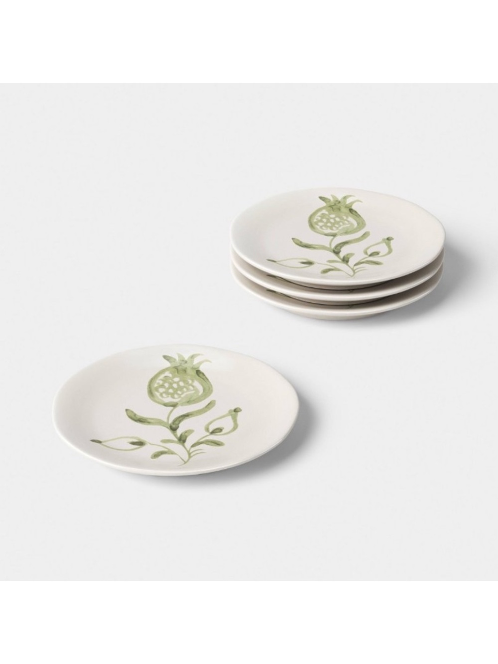 4pk nwt 6" Stoneware Aralia Appetizer Plates Hand Painted Green - Threshold